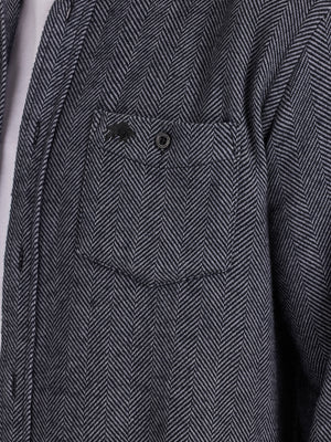 Long Sleeve Brushed Two Tone Bold Herringbone Shirt  - Charcoal