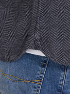 Long Sleeve Brushed Two Tone Bold Herringbone Shirt  - Charcoal