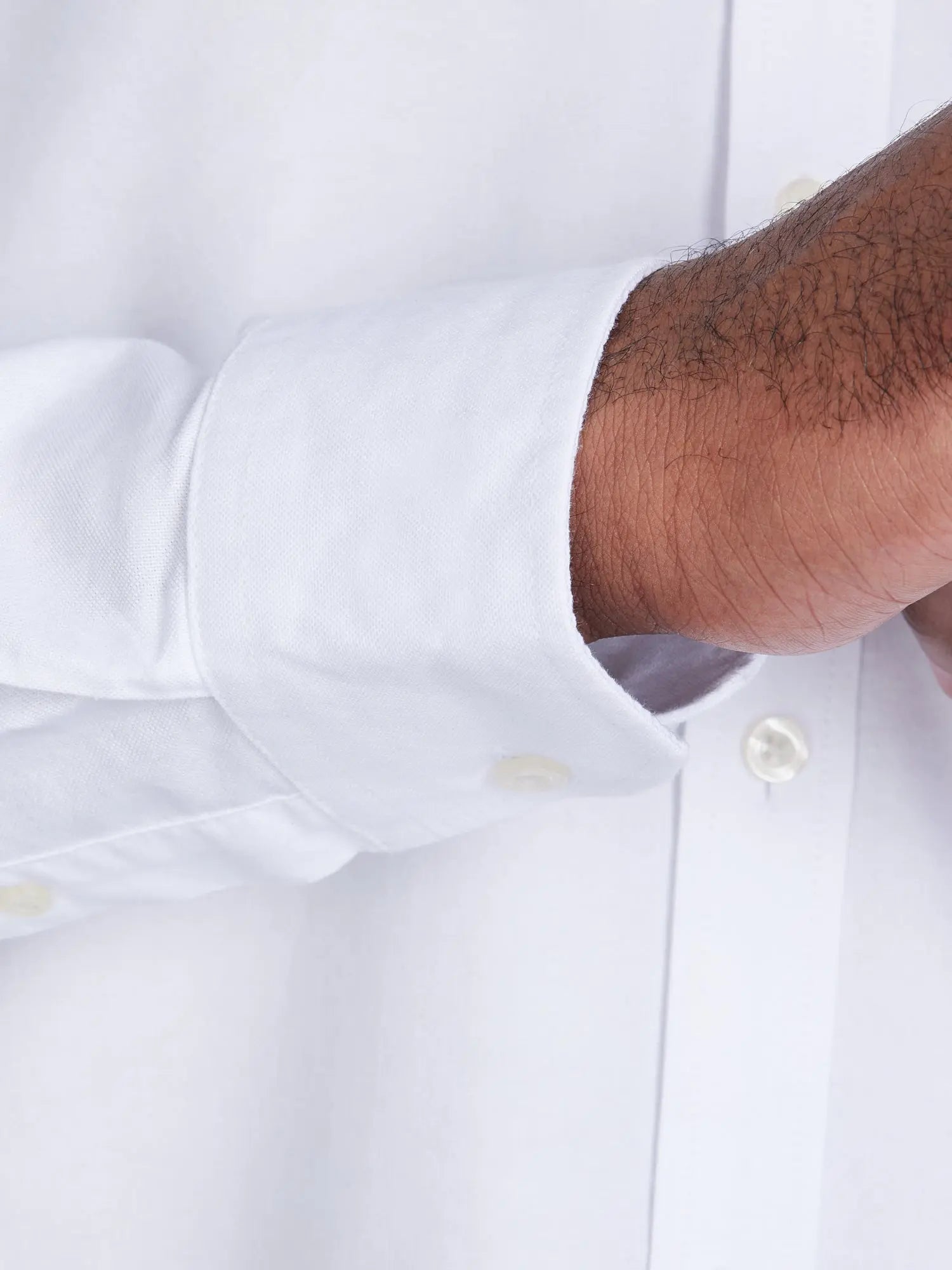 Raging Bull Classic Oxford Long Sleeve Shirt in White, cuff detail, available in sizes S-6XL