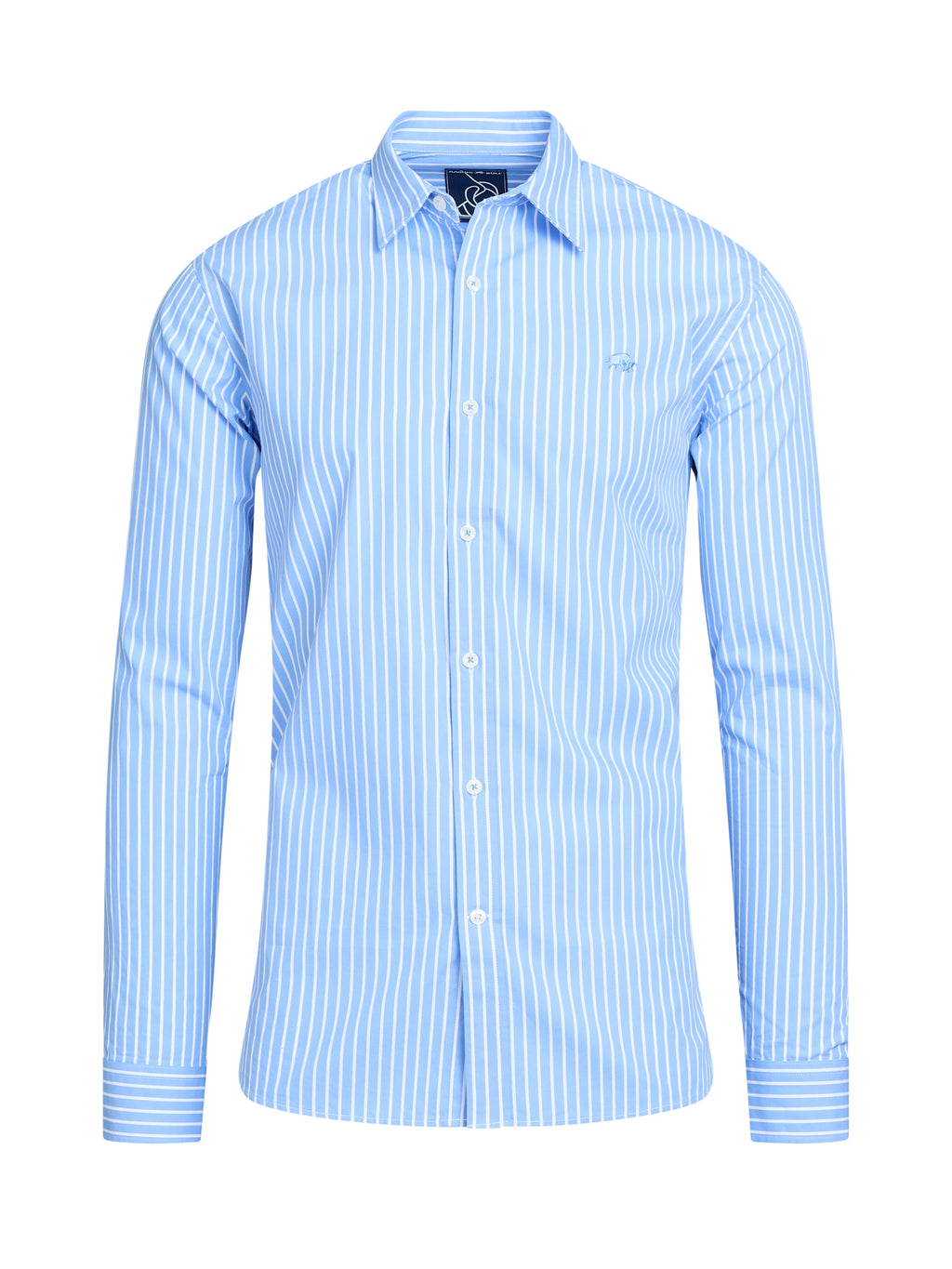 Raging Bull Classic Stripe Long Sleeve Shirt in Mid Blue, available in sizes S-6XL
