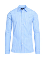 Raging Bull Classic Stripe Long Sleeve Shirt in Mid Blue, available in sizes S-6XL