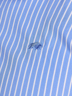 Raging Bull Classic Stripe Long Sleeve Shirt in Mid Blue, chest logo detail, available in sizes S-6XL