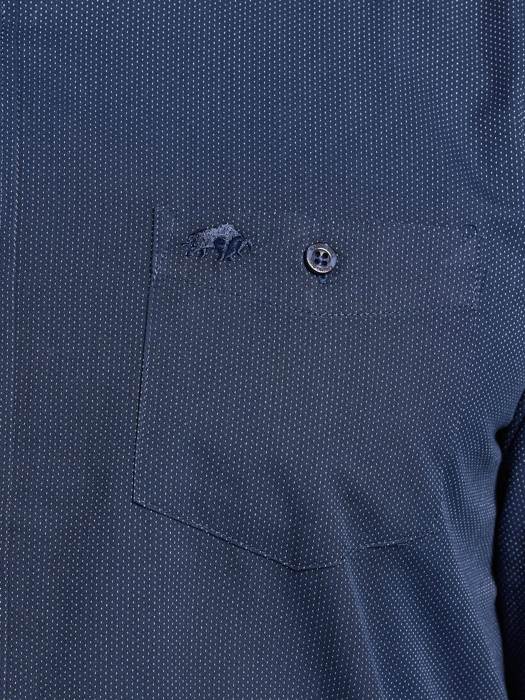 Long Sleeve Dash Dobby Cotton Shirt  - Navy