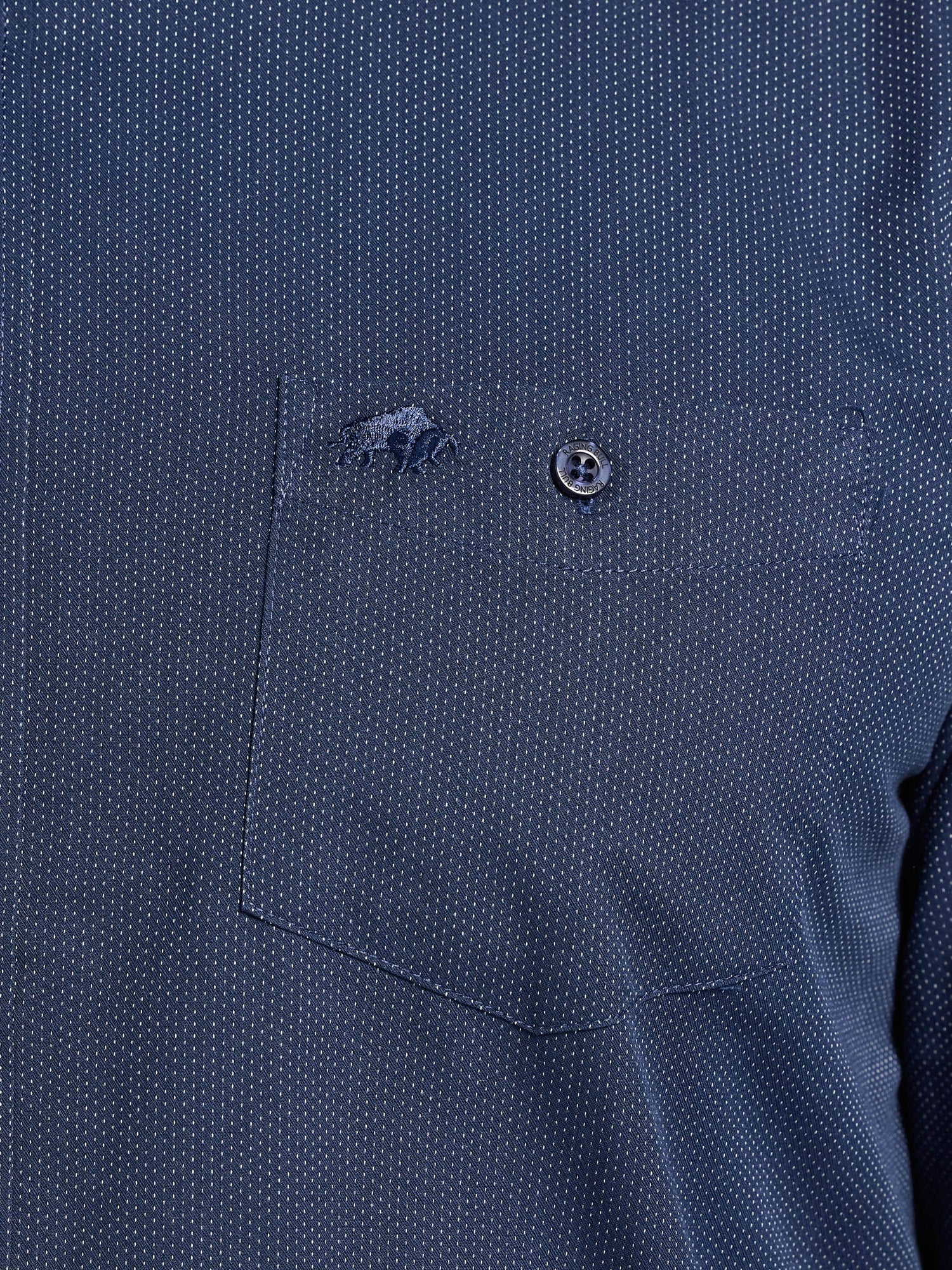 Long Sleeve Dash Dobby Cotton Shirt  - Navy