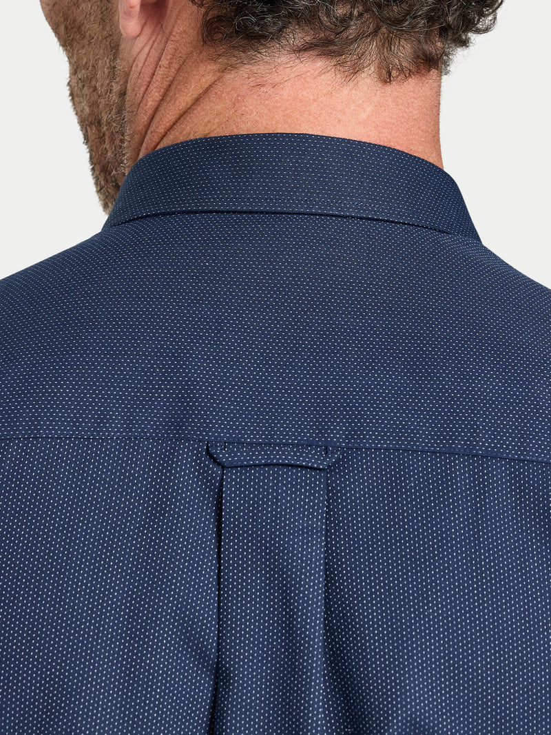 Long Sleeve Dash Dobby Cotton Shirt  - Navy