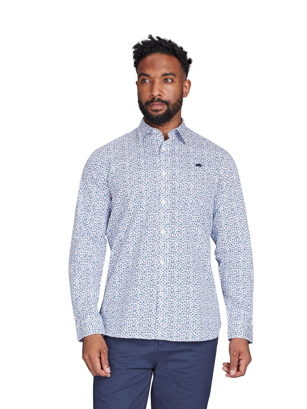 Long Sleeve Floral Pattern Shirt - Purple Clearance
