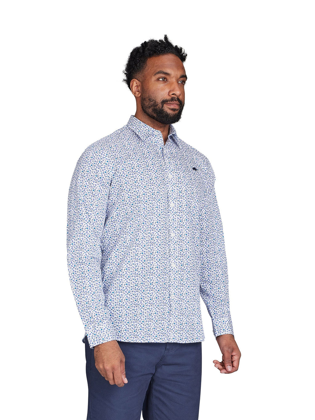 Long Sleeve Floral Pattern Shirt - Purple Clearance