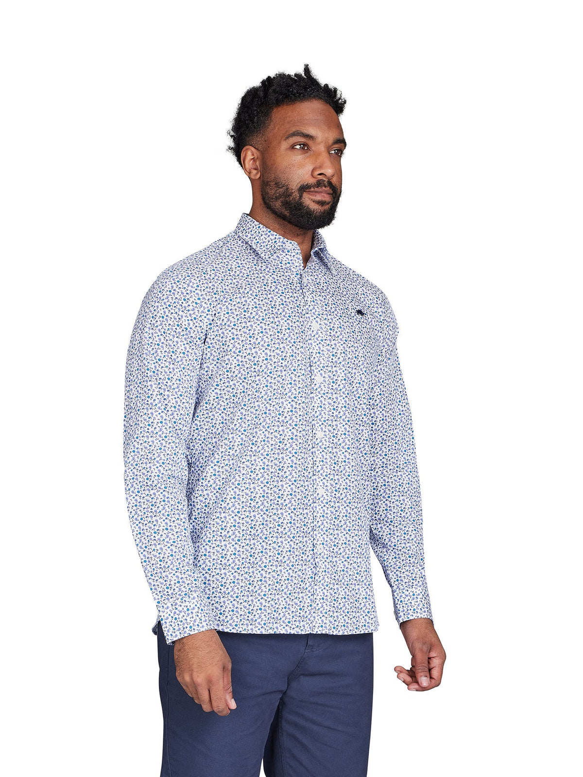 Long Sleeve Floral Pattern Shirt - Purple Clearance