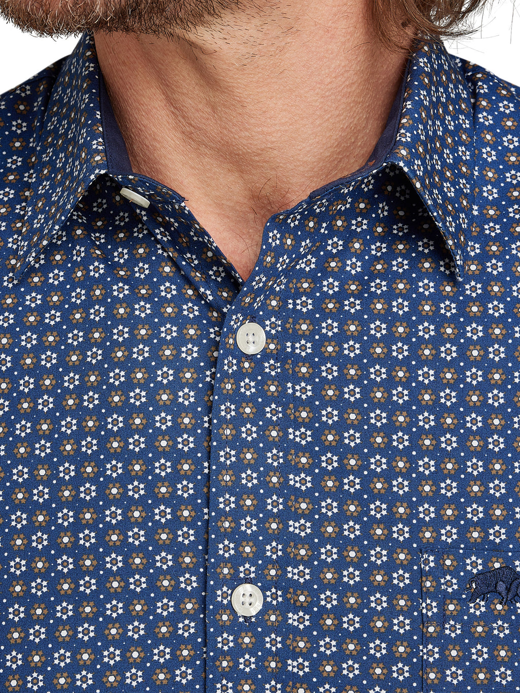 Long Sleeve Geo Hex Shirt - Navy
