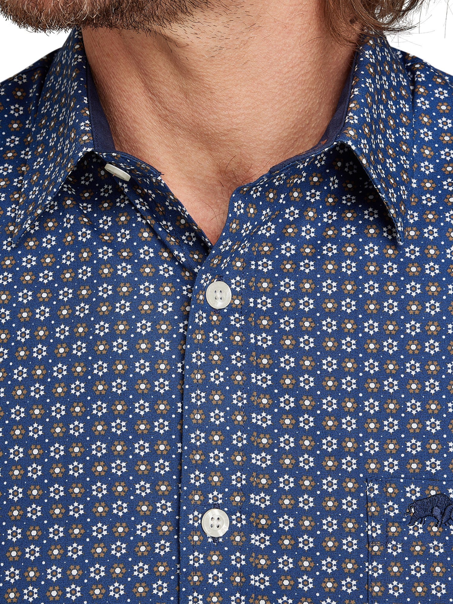 Long Sleeve Geo Hex Shirt - Navy
