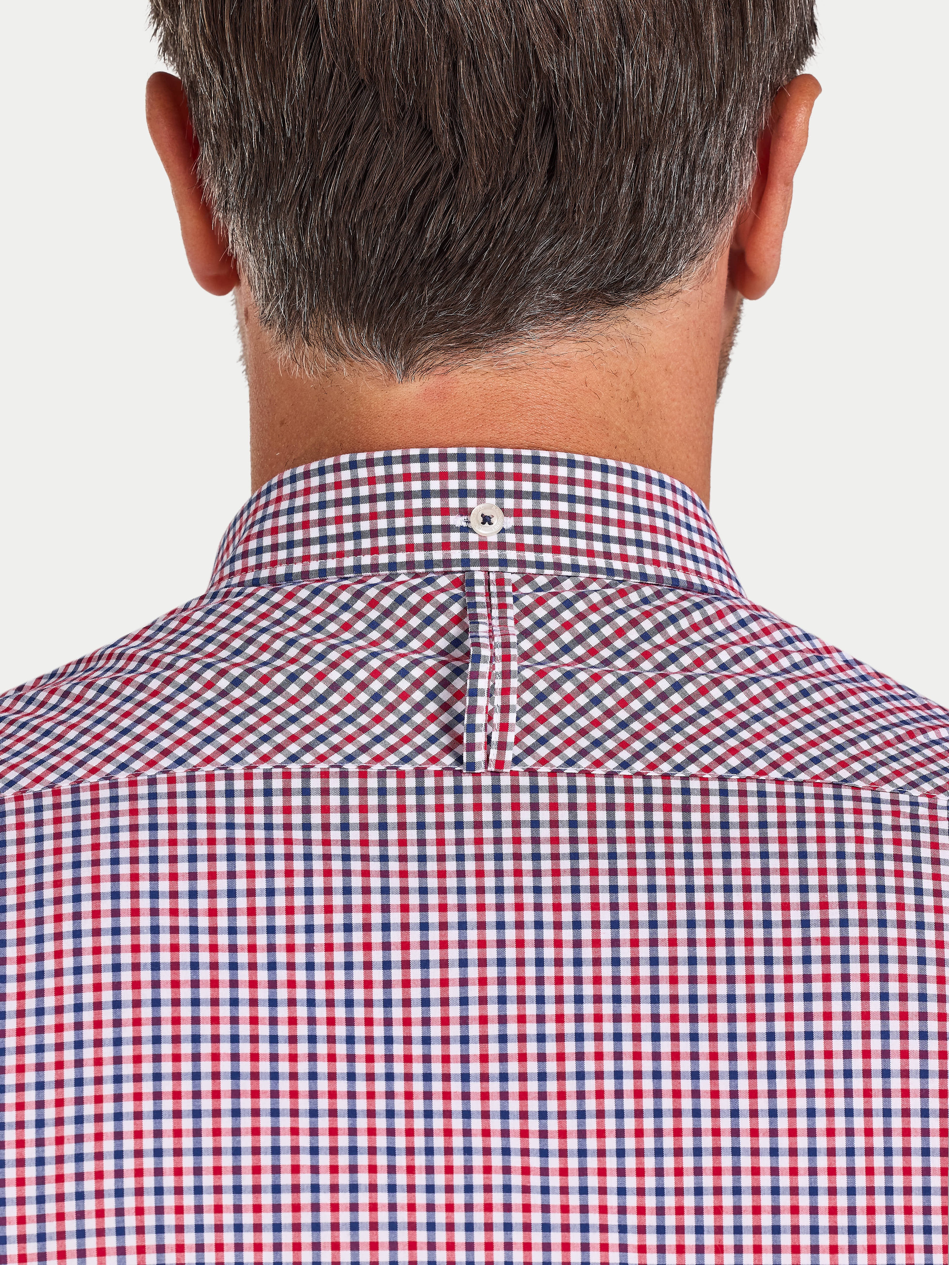 Raging Bull Graph Check Poplin Long Sleeve Shirt in Red, collar detail, available in sizes S-6XL