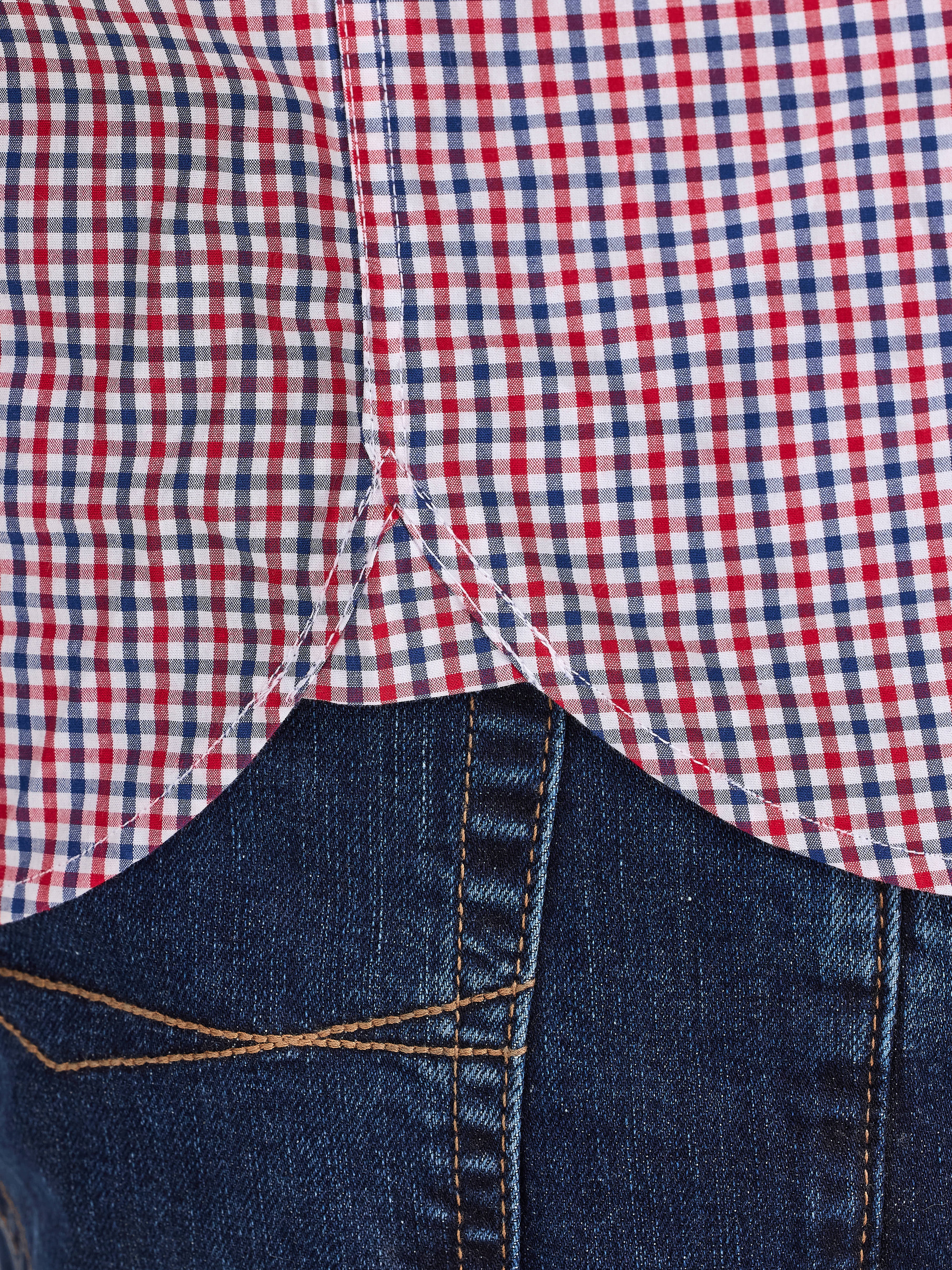 Raging Bull Graph Check Poplin Long Sleeve Shirt in Red, side seam detail, available in sizes S-6XL