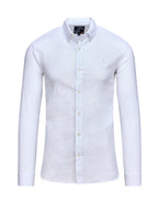 Raging Bull Linen Look Long Sleeve Shirt in White, available in sizes S-6XL