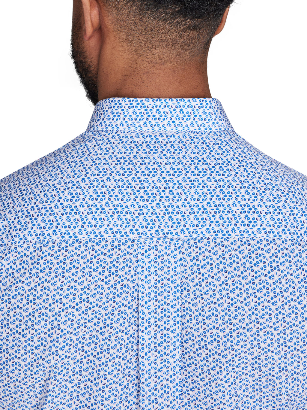 Long Sleeve Pentagon Pattern Shirt - Navy