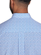 Long Sleeve Pentagon Pattern Shirt - Navy