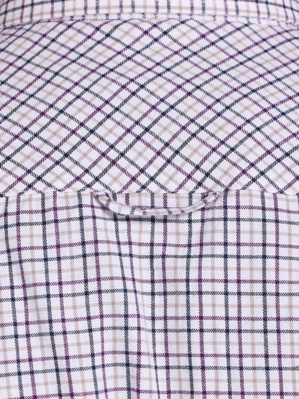 Raging Bull Tattersall Brushed Cotton Long Sleeve Shirt in White and Purple, collar detail, available in sizes S-6XL