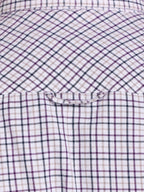 Raging Bull Tattersall Brushed Cotton Long Sleeve Shirt in White and Purple, collar detail, available in sizes S-6XL