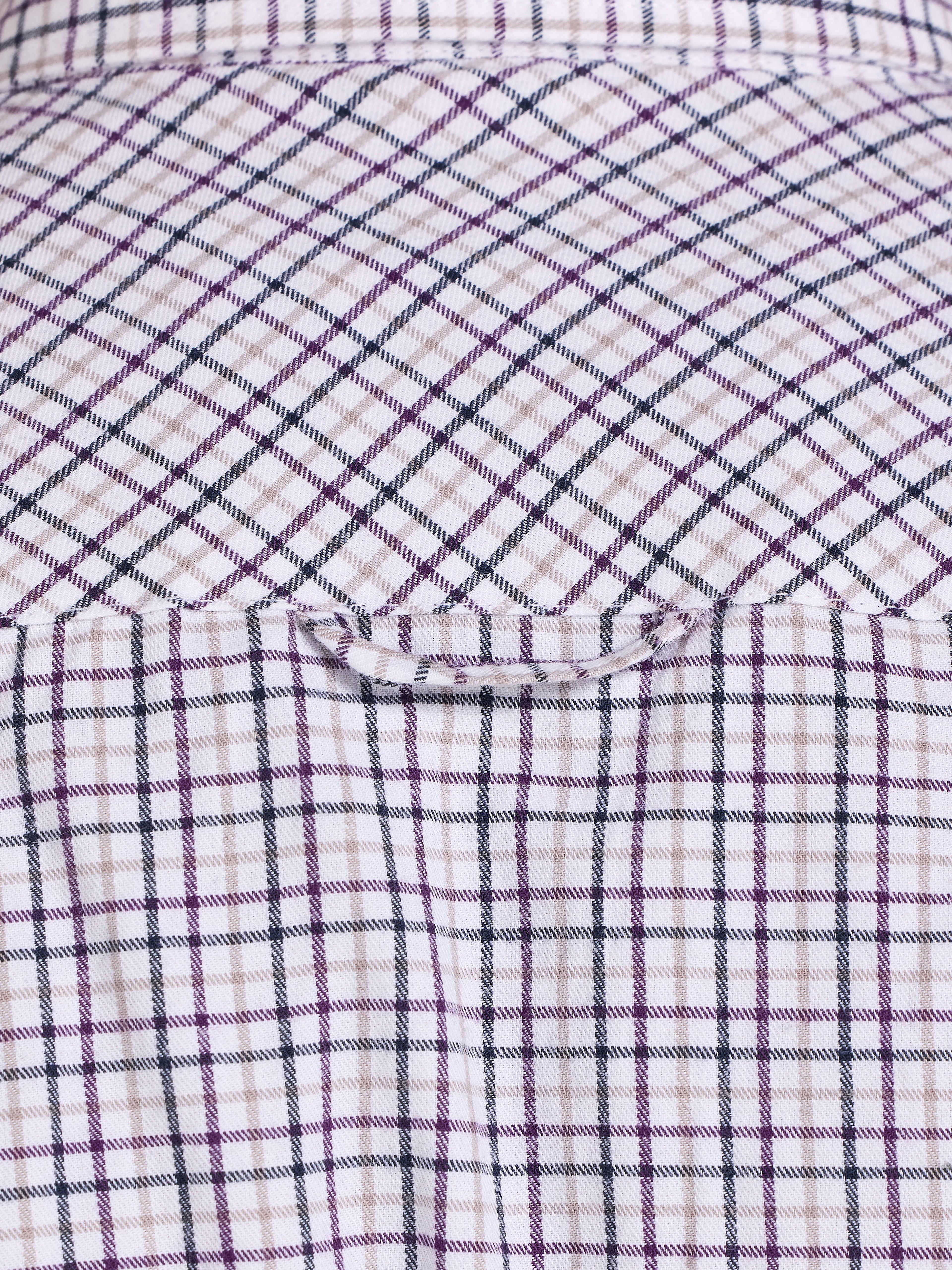 Raging Bull Tattersall Brushed Cotton Long Sleeve Shirt in White and Purple, collar detail, available in sizes S-6XL