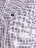 Raging Bull Tattersall Brushed Cotton Long Sleeve Shirt in White and Purple, chest logo detail, available in sizes S-6XL.