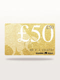 A visual representation of a Raging Bull e-gift card with a value of £50.