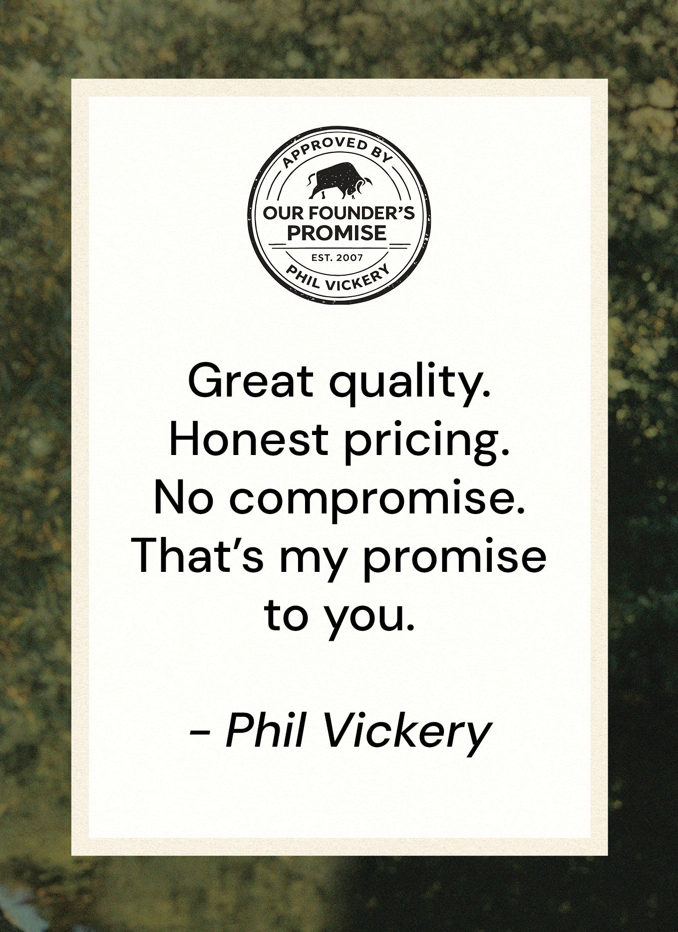 Promotional text with a logo and quote on a textured background