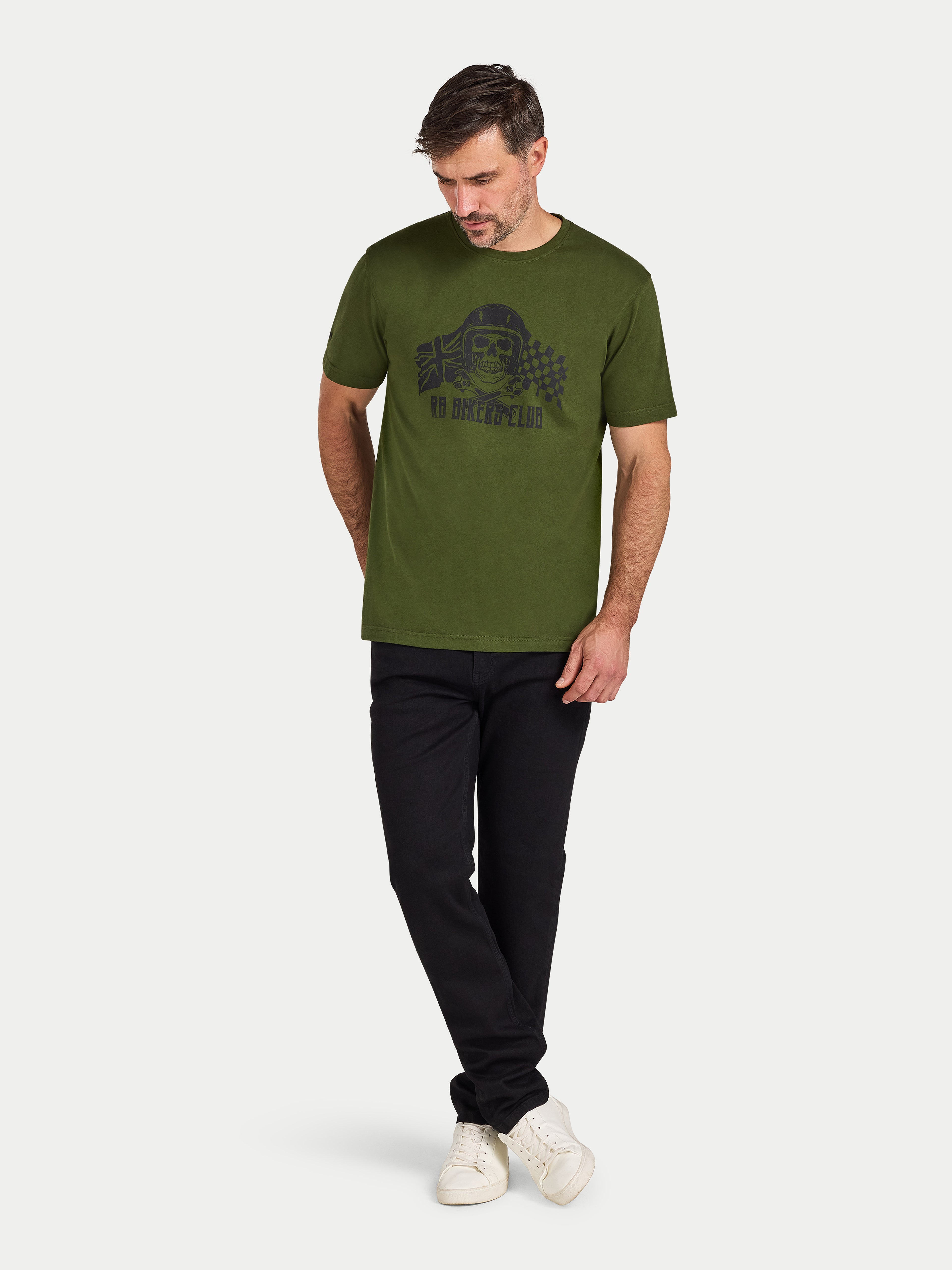 RB Bikers Club Print T-Shirt - Army Green