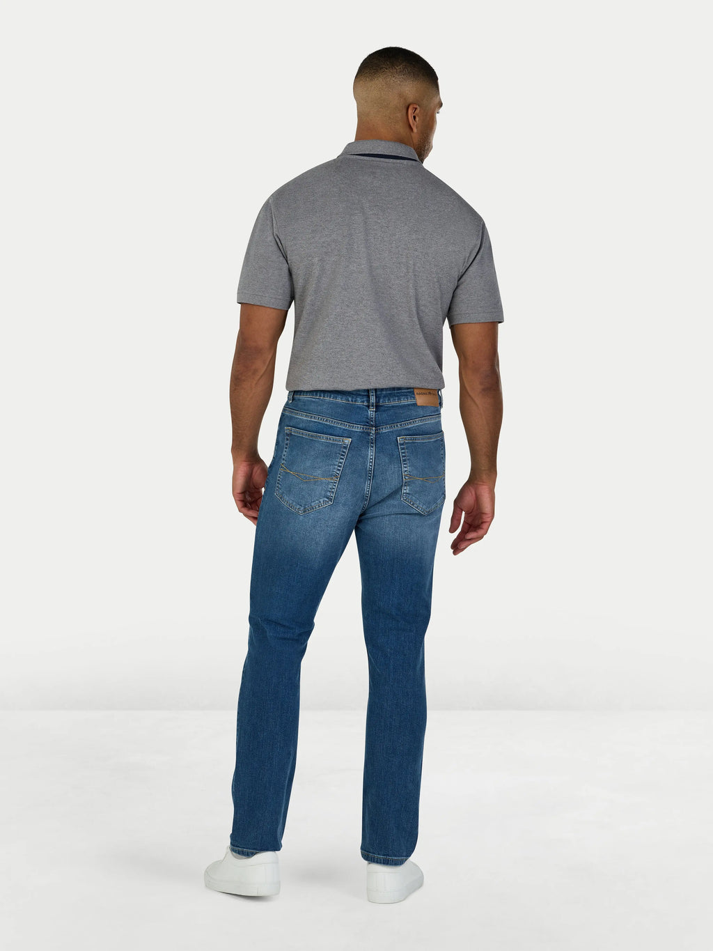 Man wearing a Raging Bull Regular Fit Jeans - Light Denim, back. 