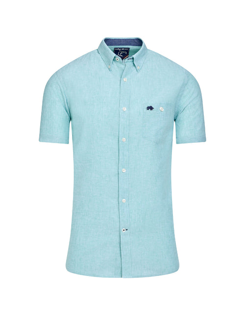 Short Sleeve Classic Linen Shirt - Apple Green