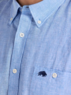 Short Sleeve Classic Linen Shirt - Sky Blue