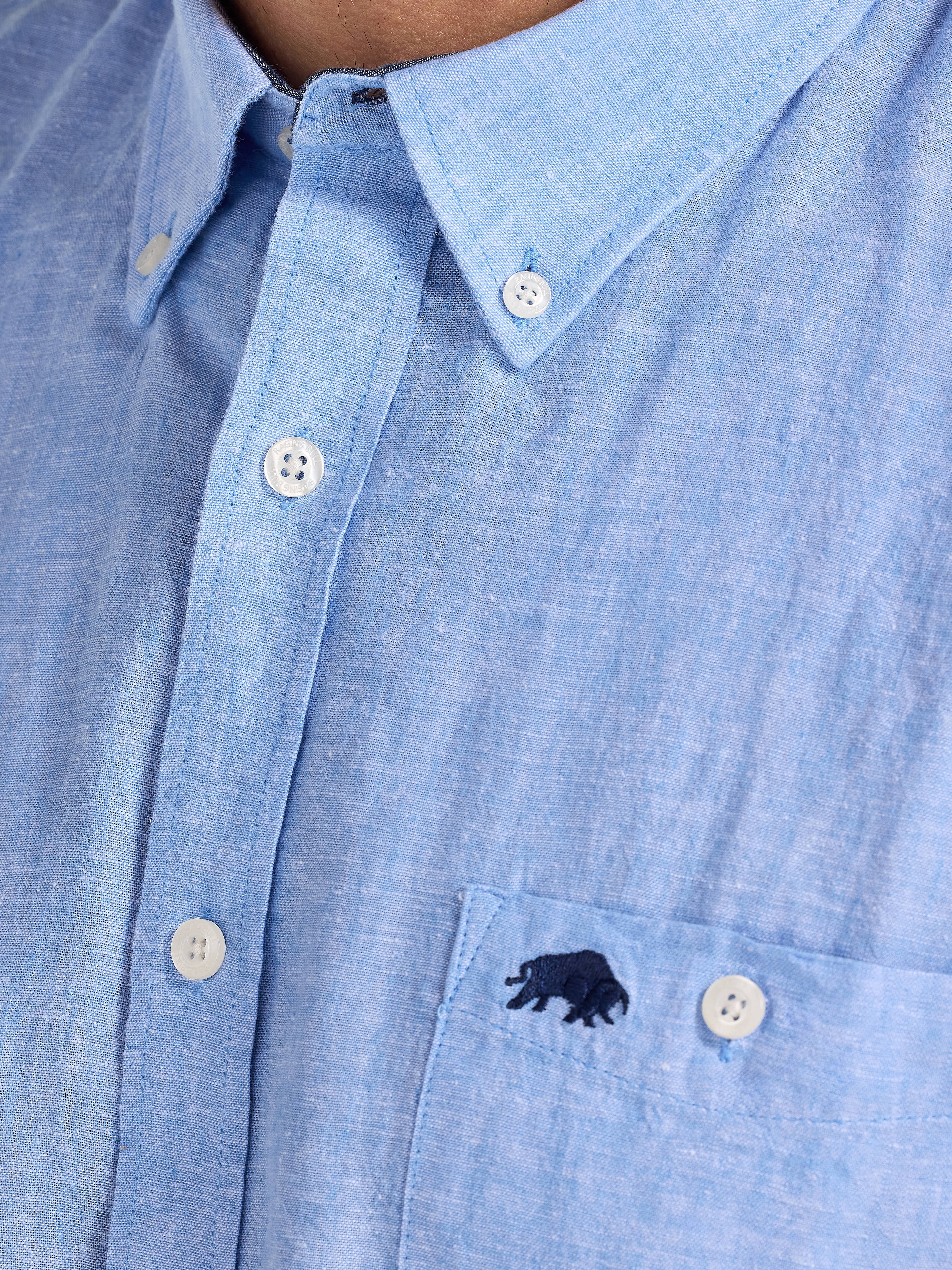 Short Sleeve Classic Linen Shirt - Sky Blue