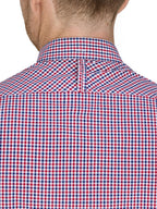 Raging Bull Graph Check Poplin Short Sleeve Shirt in Red, back collar detail, available in sizes S-6XL.