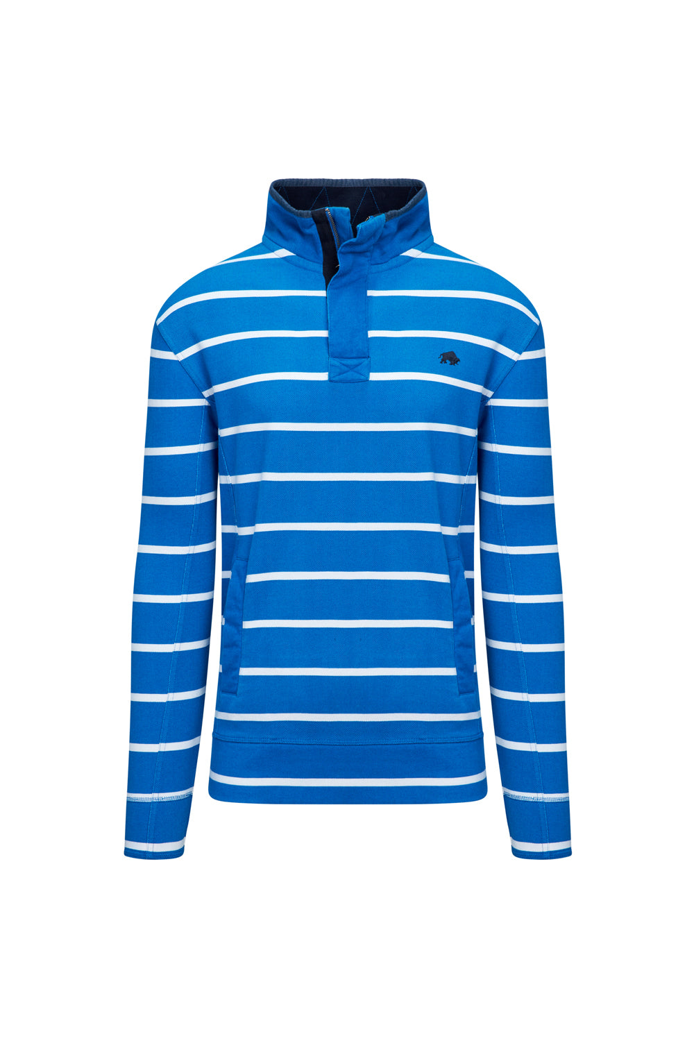 Stripe Pique Quarter Zip Sweat - Cobalt Blue