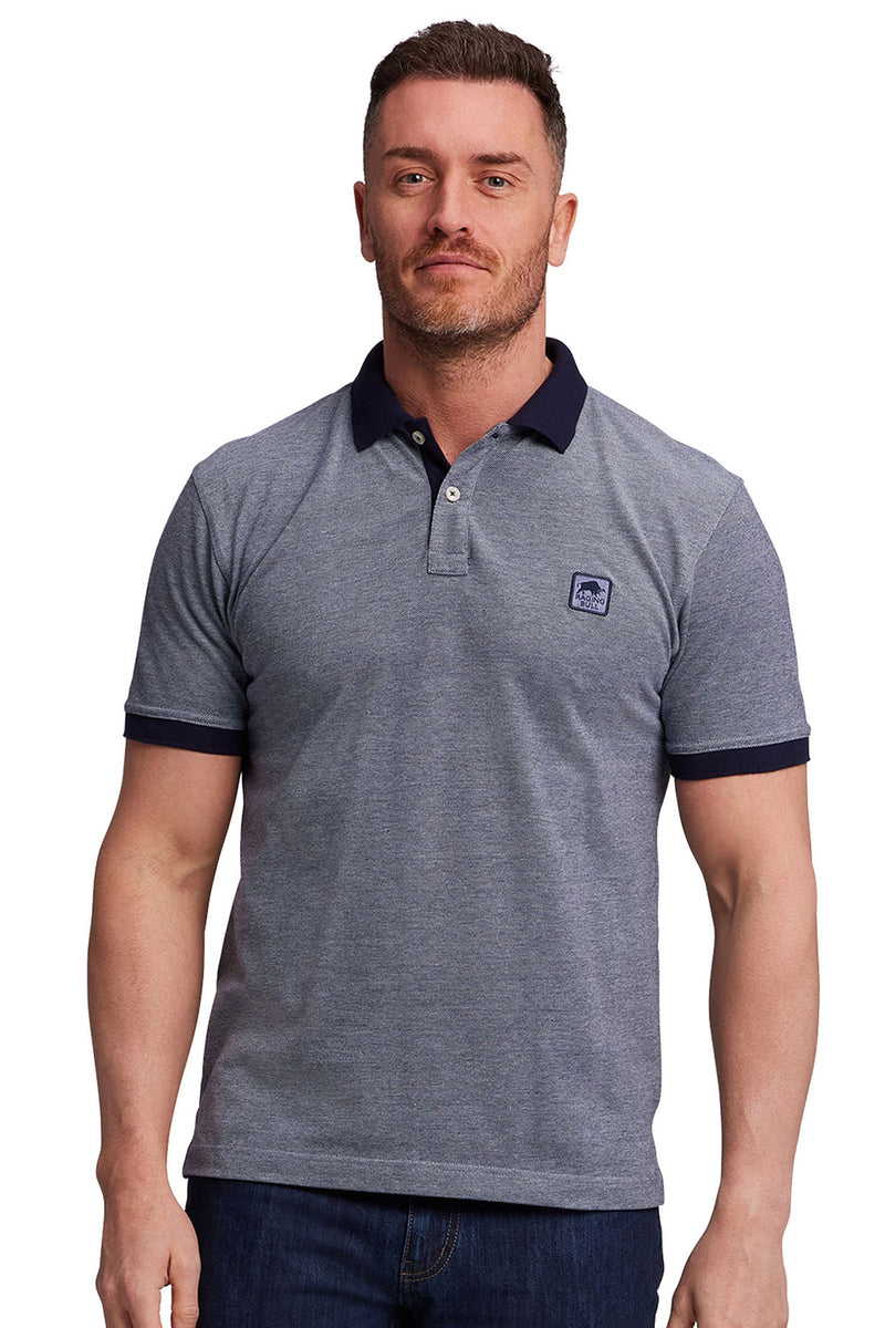 2 Tone Pique Polo - Navy