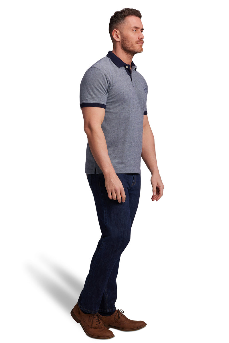 2 Tone Pique Polo - Navy