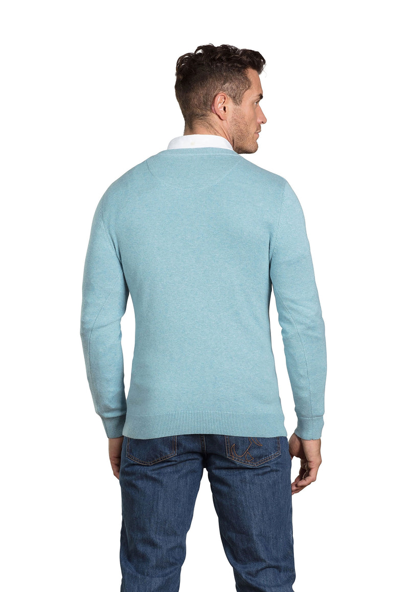 Knitted Cotton-Cashmere V Neck - Sea Blue