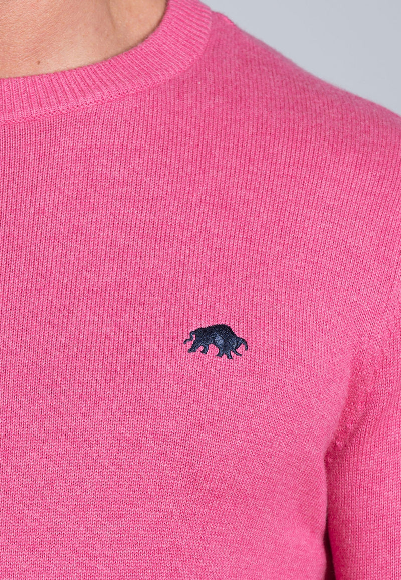 Knitted Cotton/Cashmere Crew Neck - Pink