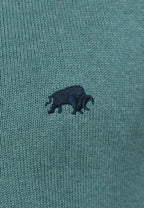Knitted Cotton/Cashmere Crew Neck - Forest Raging Bull