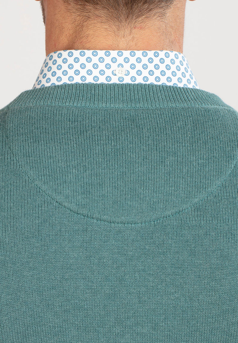 Knitted Cotton/Cashmere Crew Neck - Forest