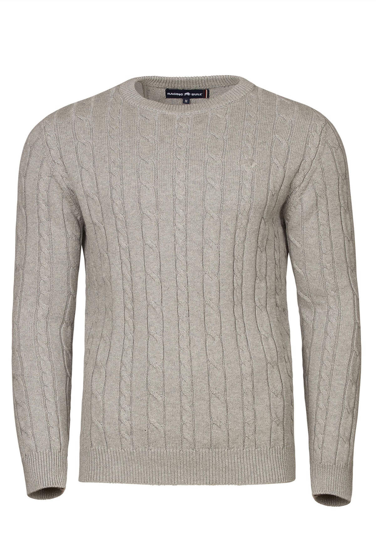 Classic Cable Knit Crew - Grey Marl
