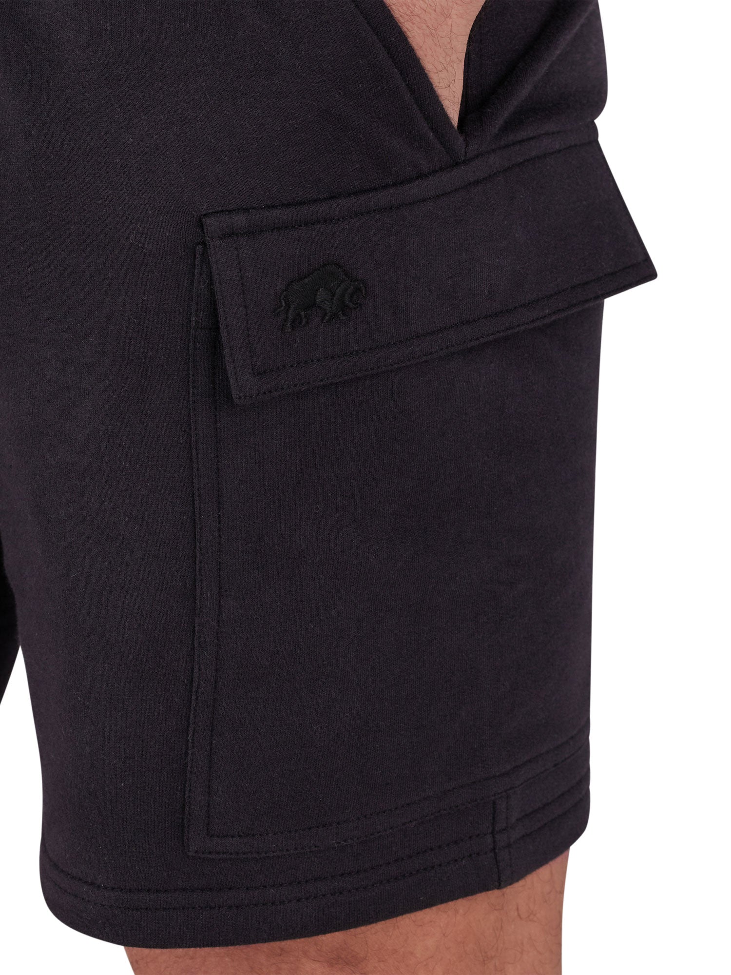 Stretch Waist Jersey Cargo Short - Black