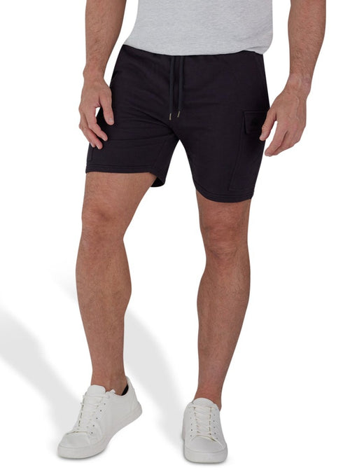 Stretch Waist Jersey Cargo Short - Black