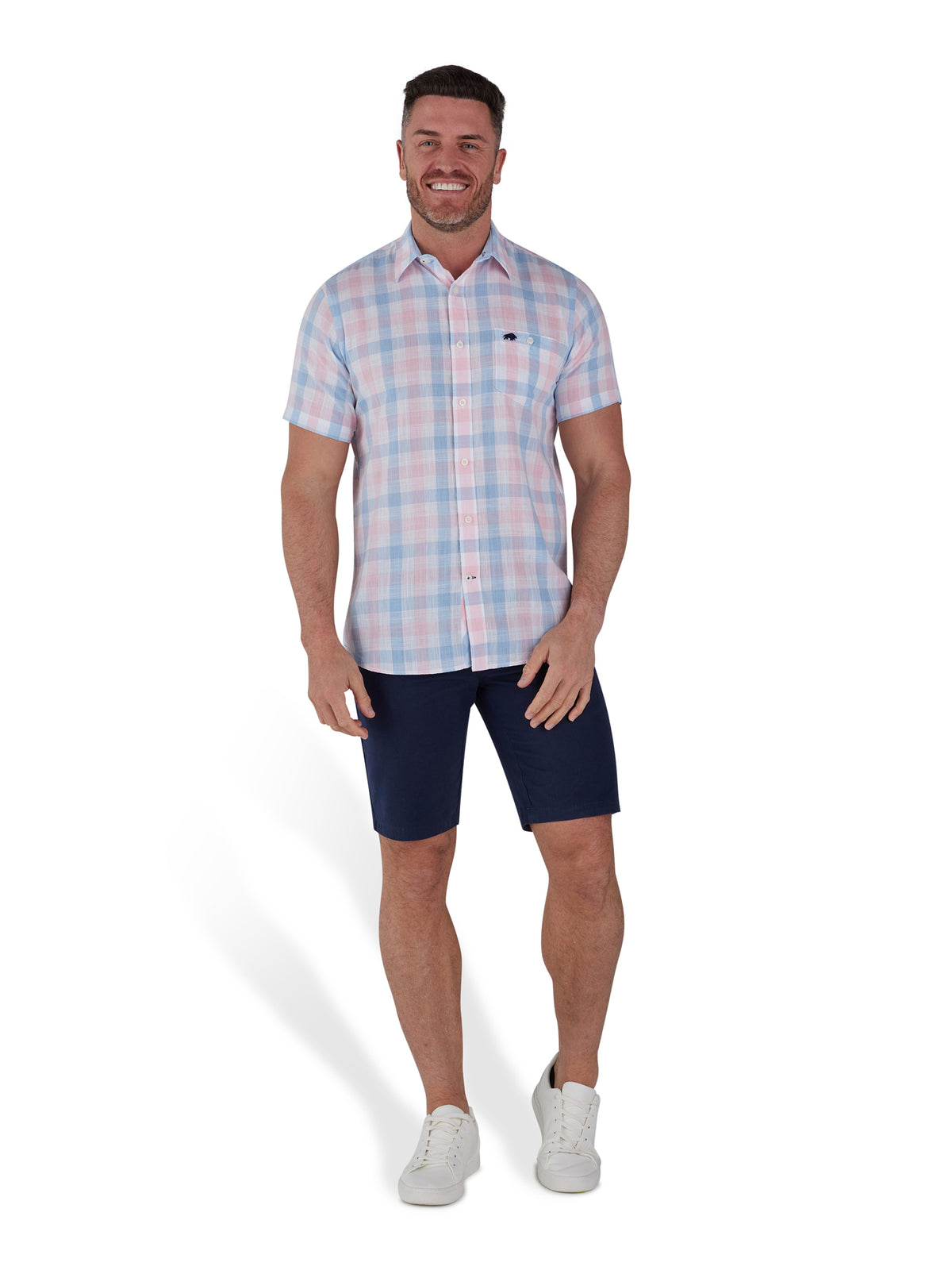 Short Sleeve Large Check Shirt - Pink