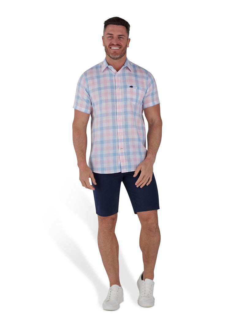 Short Sleeve Large Check Shirt - Pink