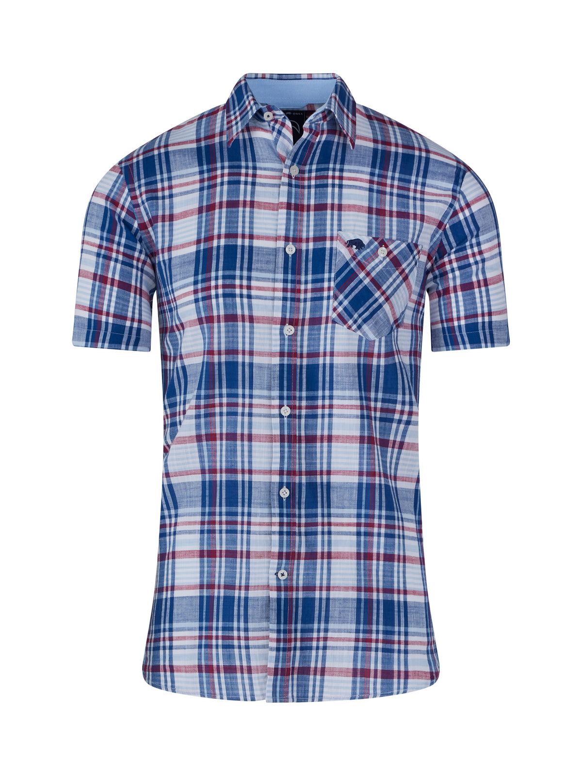 Short Sleeve Multi Check Shirt - Navy