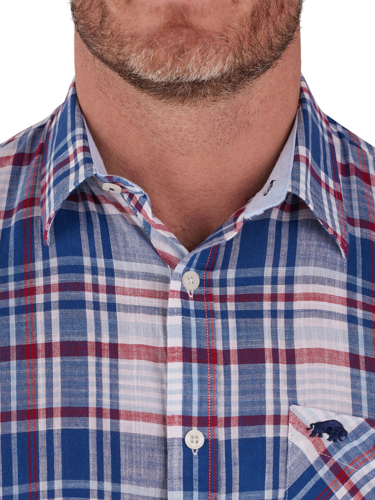 Short Sleeve Multi Check Shirt - Navy