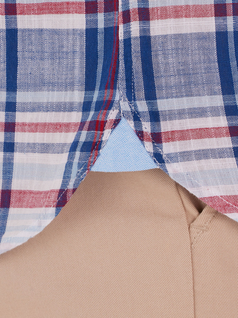 Short Sleeve Multi Check Shirt - Navy