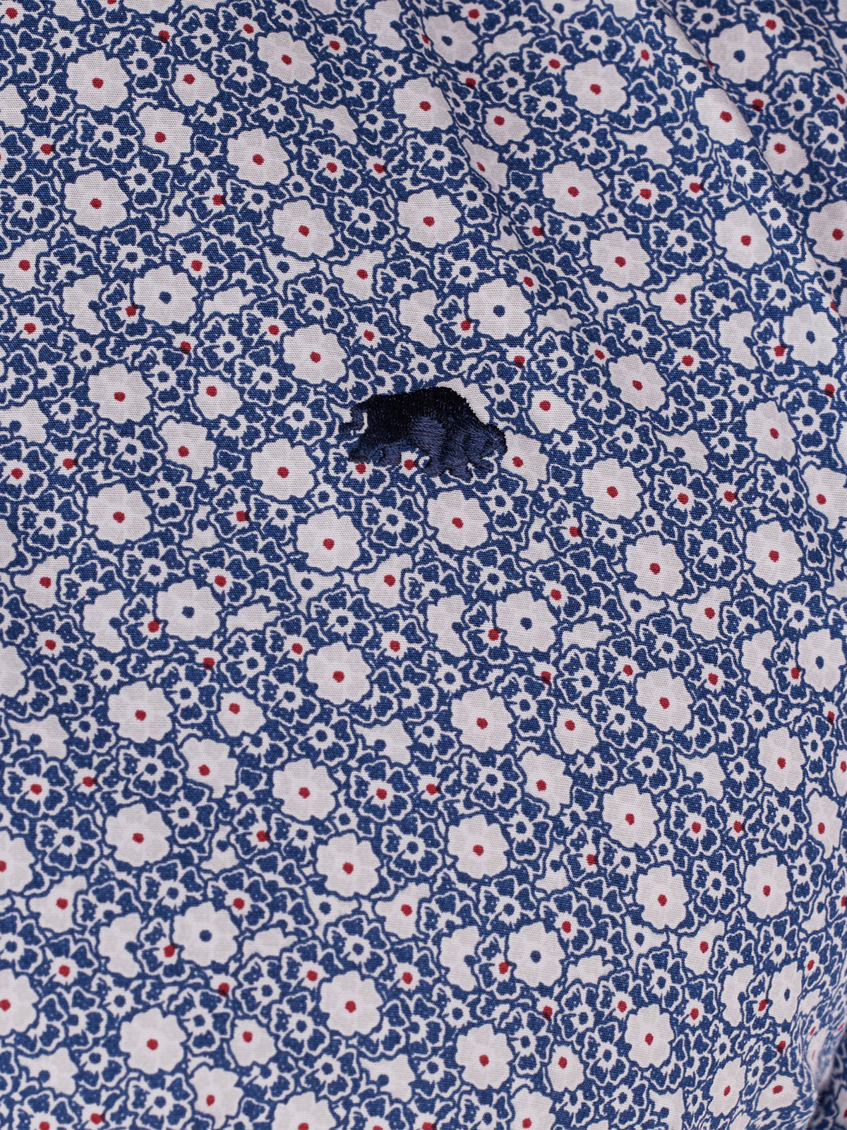 Short Sleeve Blossom Print Poplin Shirt - Navy