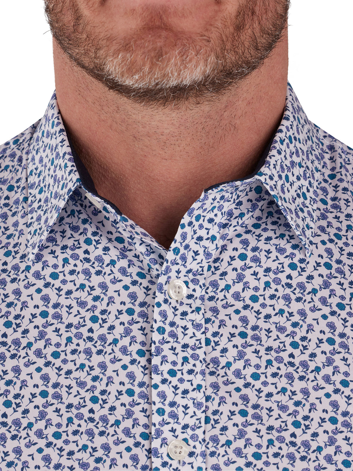 Short Sleeve Flower Print Poplin Shirt - Purple
