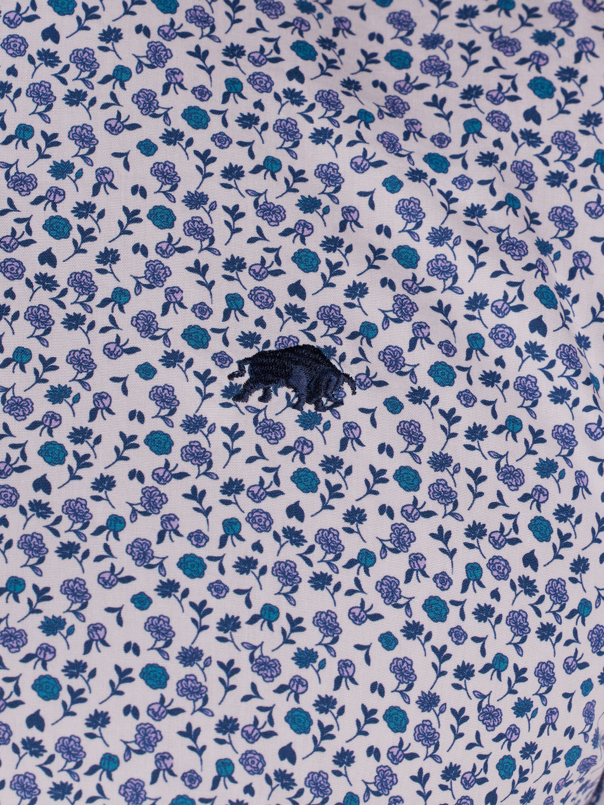 Short Sleeve Flower Print Poplin Shirt - Purple