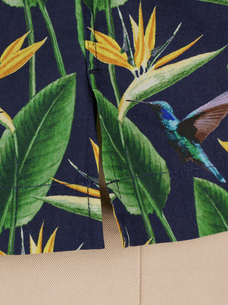 Short Sleeve Tropical Print Shirt - Navy